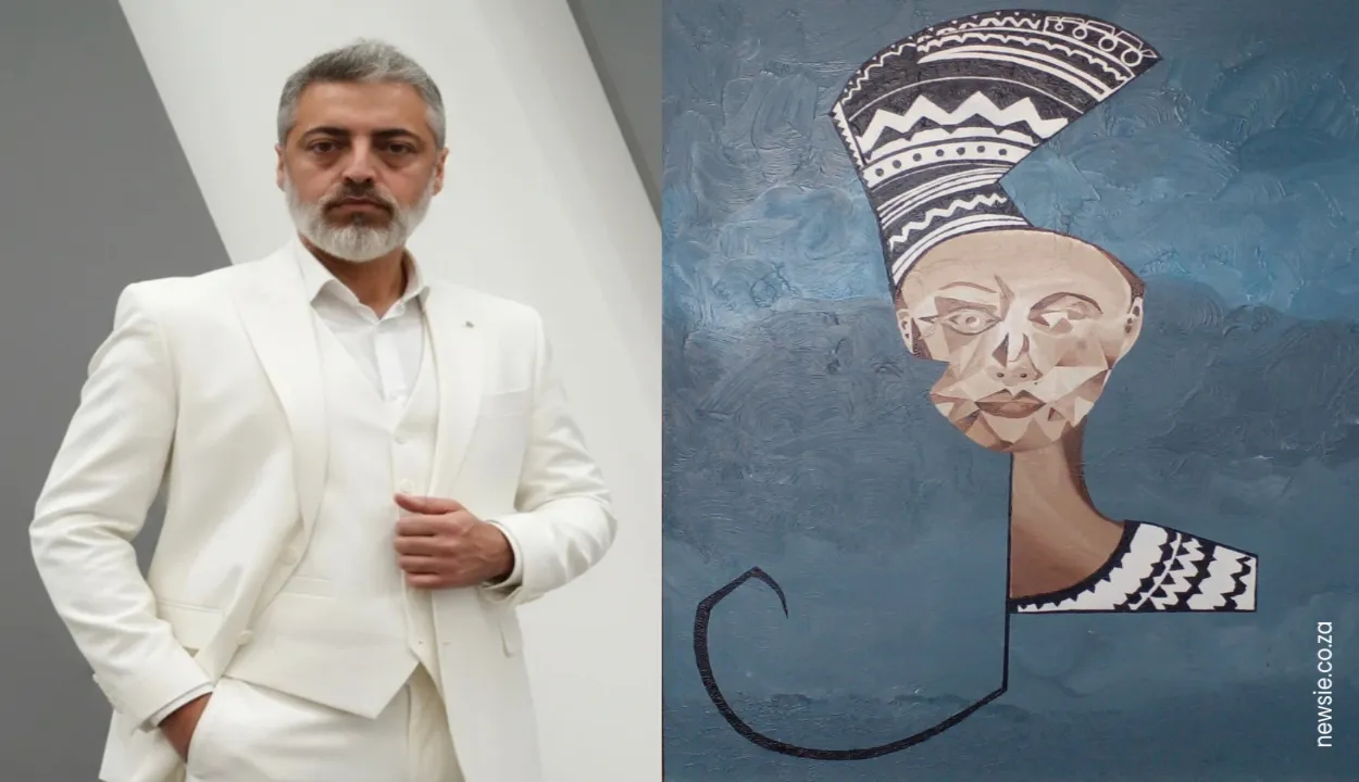 Farook Mohammed with his acclaimed artwork, Makoti