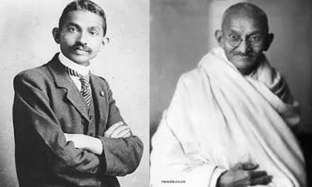 Mahatma Gandhi, young and old in black and white